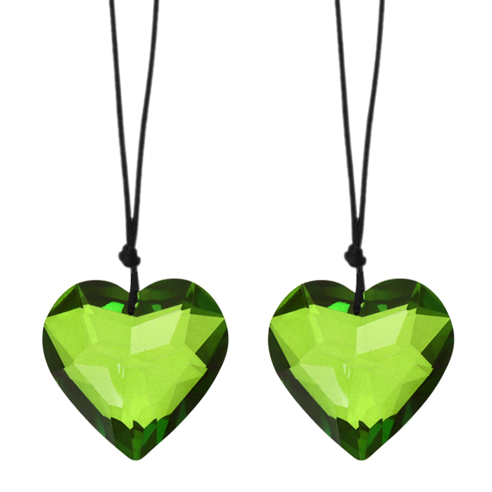 PATIKIL 2 Pcs Crystal Ceiling Fan Pull Chain Extender, 12 Inch Decorative Heart Crystal Pendants Ornament Light Chain for Light Lamp Ceiling Fan, Grass Green