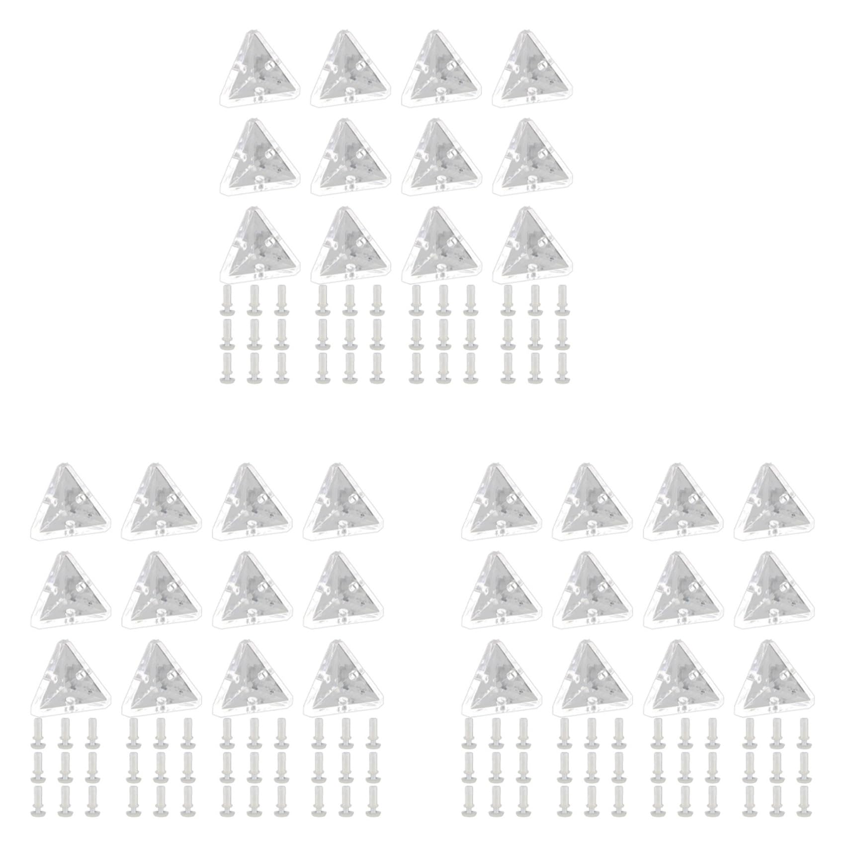 Jnchdghwa 36Pcs Acrylic Corner Brackets with Semitransparent Screws Clear 3-Hole Right Angle Joint Brace Brackets