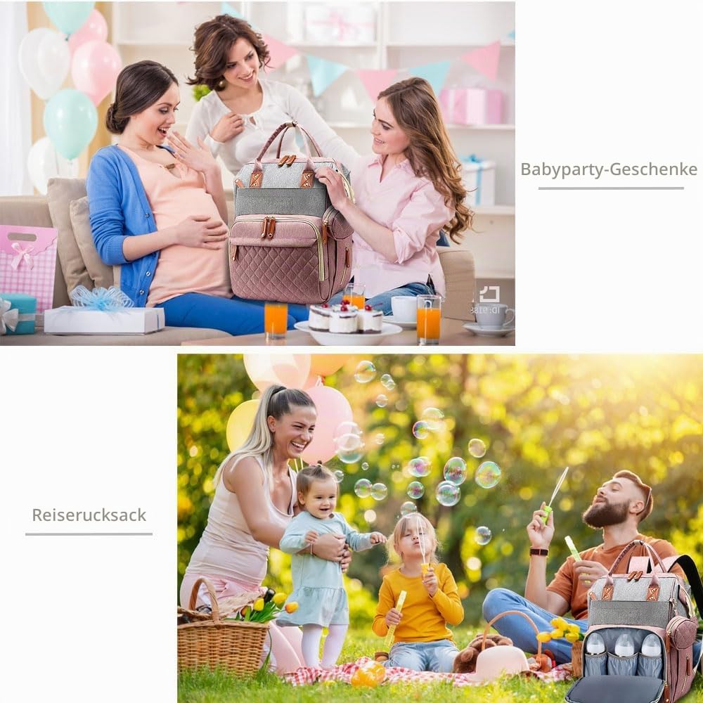 SHITIESHOU Wickeltasche Rucksack Baby Rucksack für Papa Mama mit Polsterung 16 Taschen