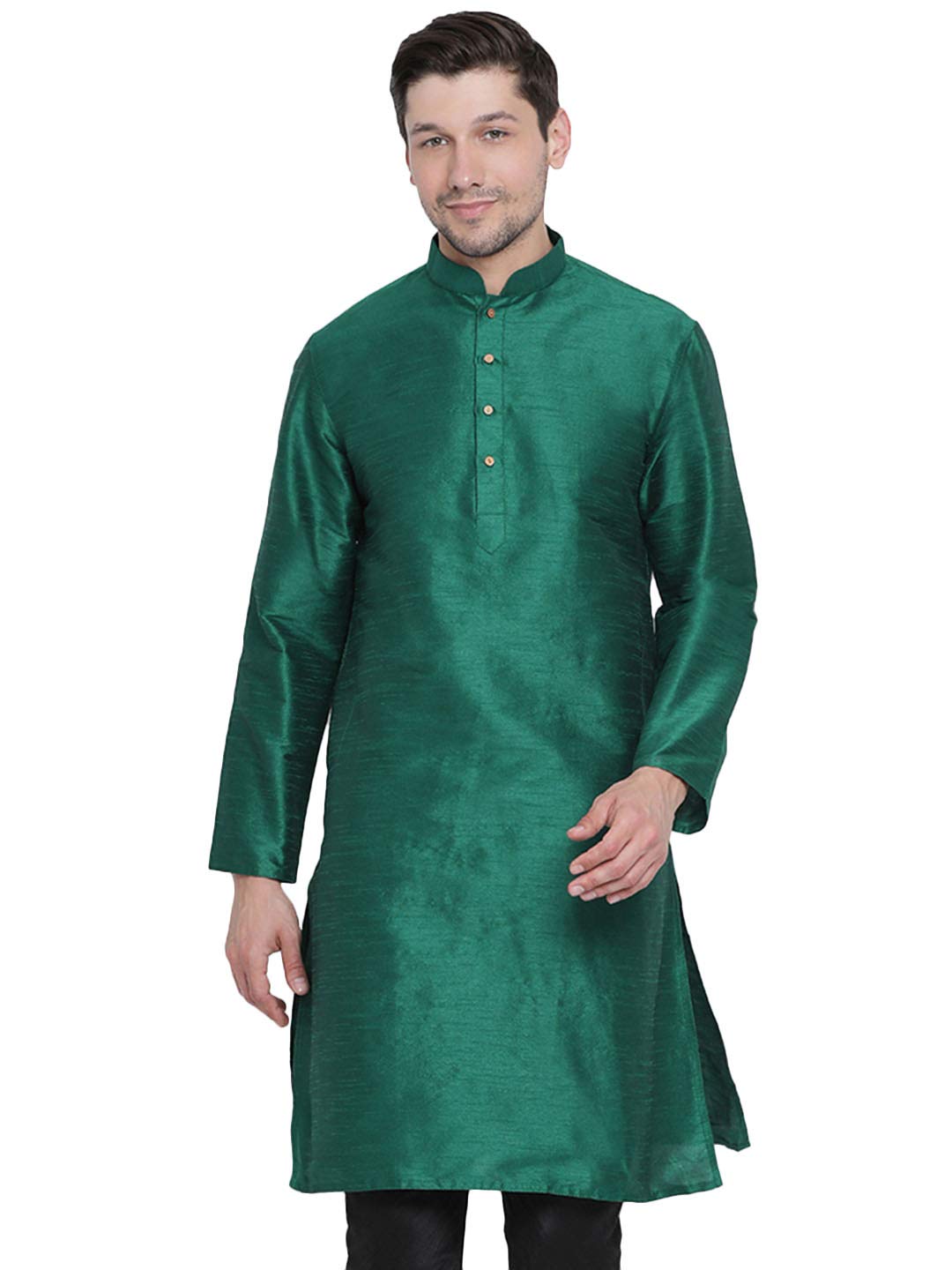 vastramay Men's Cotton Silk Blend Regular Fit Regular Kurta-picture-36