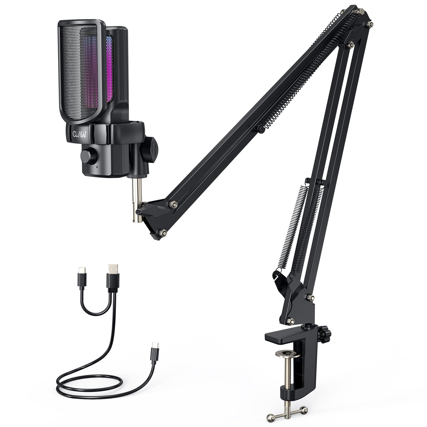 CLAW GM17 Kit Condenser RGB Gaming Mic Kit with Cardioid, Gain Knob,Headphone Monitoring, Touch Mute, Pop Filter, Type-C for Streaming, Podcast, YouTube, Twitch, Discord – Mobile/PC/Mac/PS4/PS5/Tablet-image-17