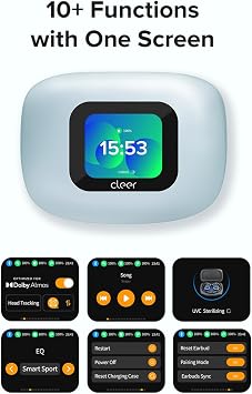 Cleer ARC 3 Open Ear Headphones - Dolby Audio, Snapdragon Sound True Wireless Earbuds, 50Hr Battery, Bluetooth 5.4, IPX 7, Multi-Point, Smart Controls, Wireless Charging Smart Case, Comfort Fit, Blue