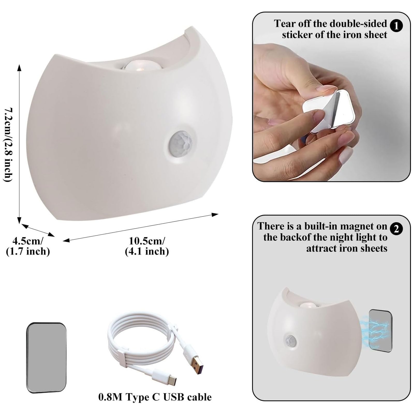 Luz Del Sensor De Movimiento Con Batería Recargable, 1200 Mah Mordern Control Táctil Atenuable 3 Niveles De Brillo De Pared, Para Sala De Estar Dormitorios Pasillos