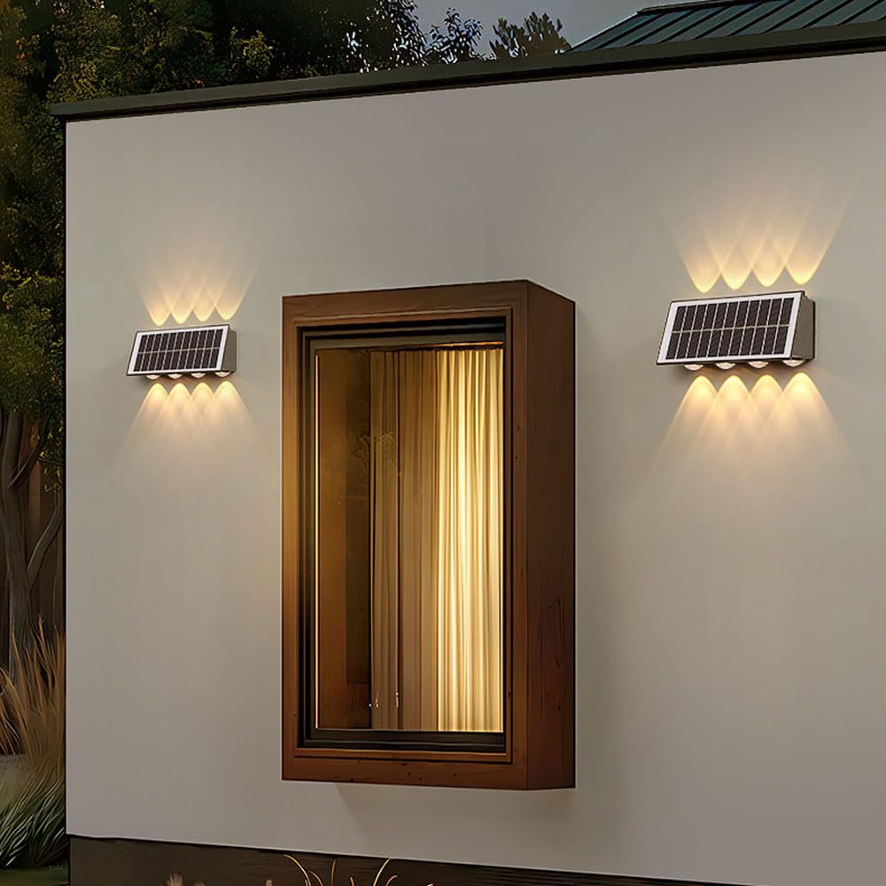 Lampa solarna Dusk To Dawn, Lampy solarne do użytku na zewnątrz, wodoodporna dekoracyjna ściana LED do użytku na zewnątrz, na werandę, ogrodzenie, patio, do ogrodu, garażu