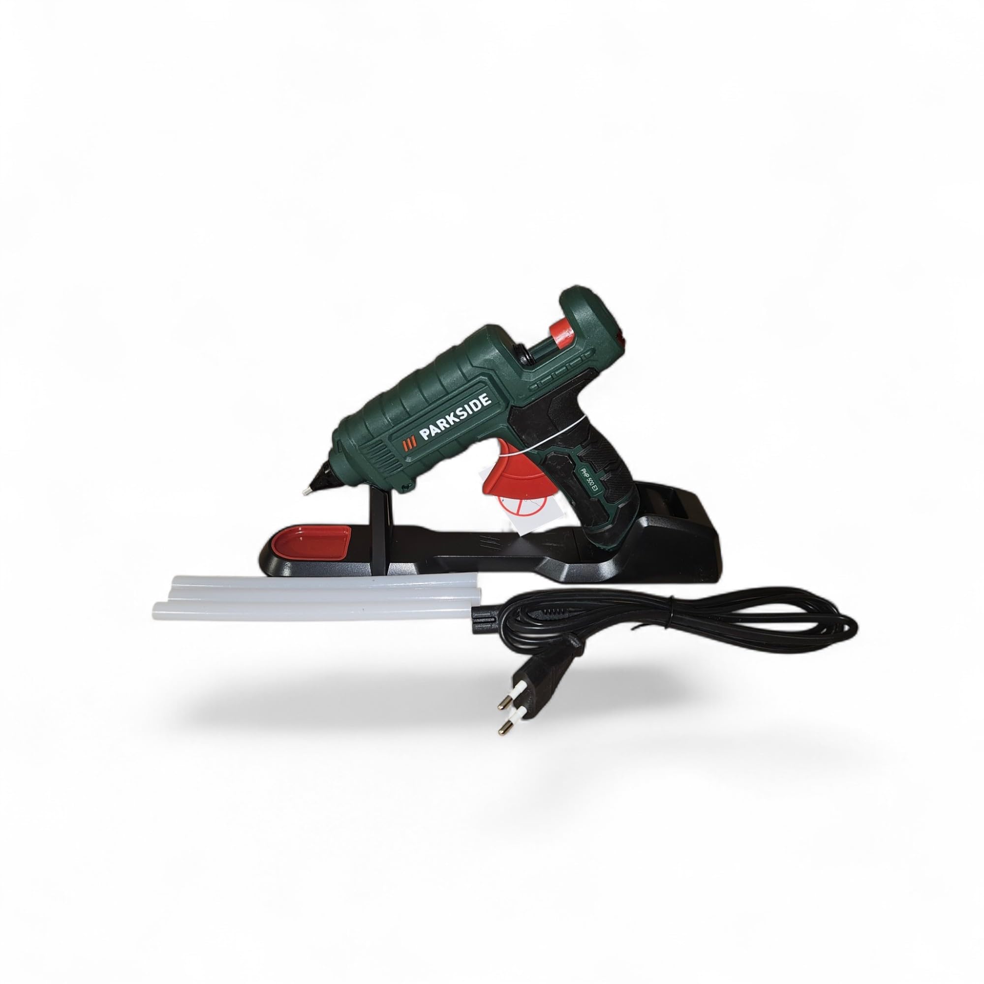 Parkside PHD 500 E3 Pistolet à colle chaude, sans fil, avec 3 bâtons de colle de 18 cm et une mallette