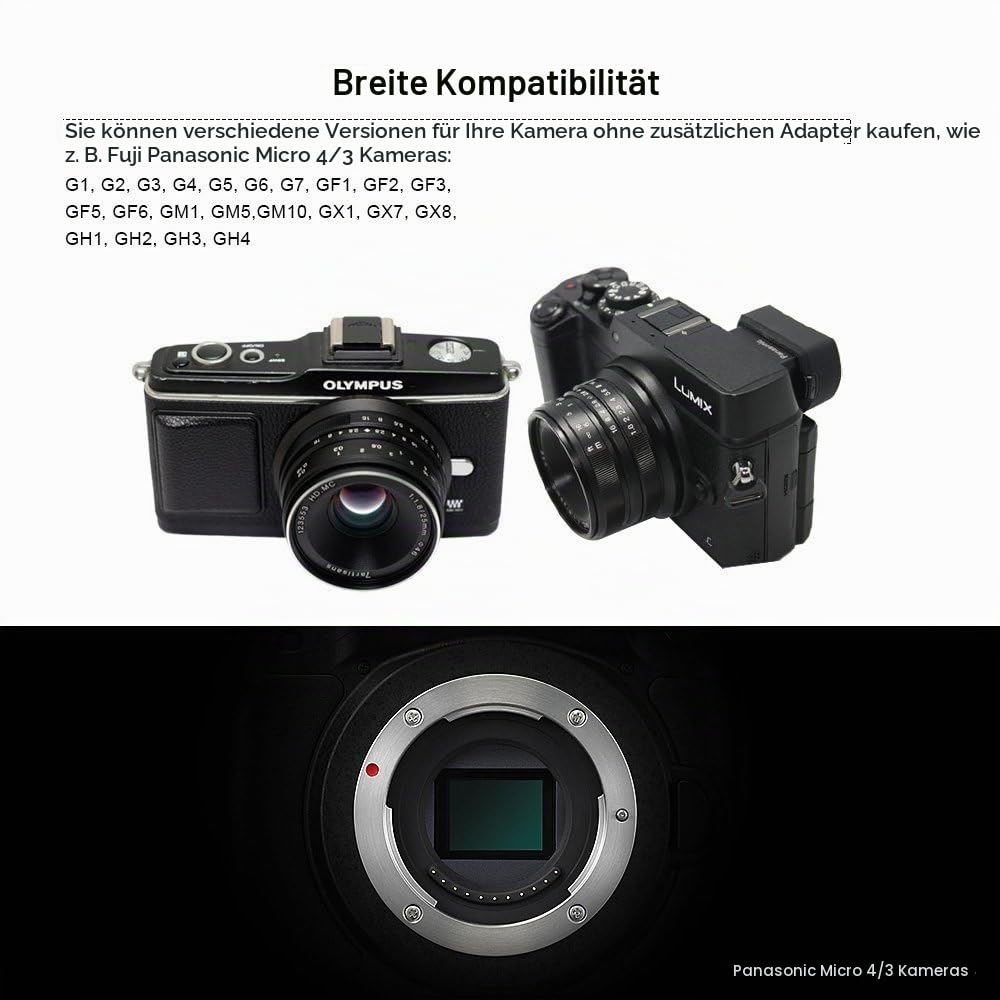 7artisans 25mm F1.8 Manueller Fokus Festbrennweite für Olympus für Panasonic Micro Four Thirds MFT m4 / 3 Kameras - Schwarz