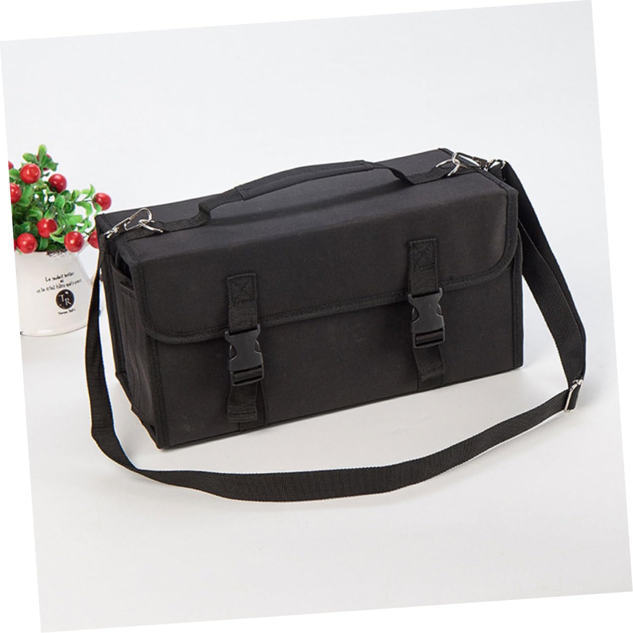 Astuccio Porta-marker a 120 Scomparti con Tracolla Nero | Poliestere, Scomparto con Cerniera, Manicotto Removibile con Anello Elastico
