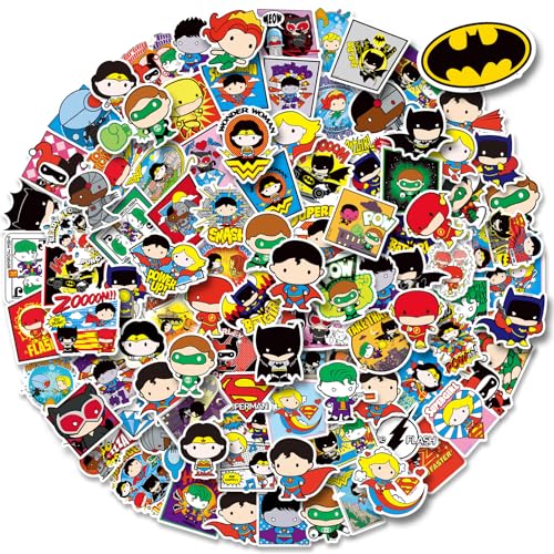 Cartoon Stickers 100pcs - Official Licensed Superhero Waterproof Vinyl Decals for Kids, Laptop, Water Bottle, Party Favors, School Supplies