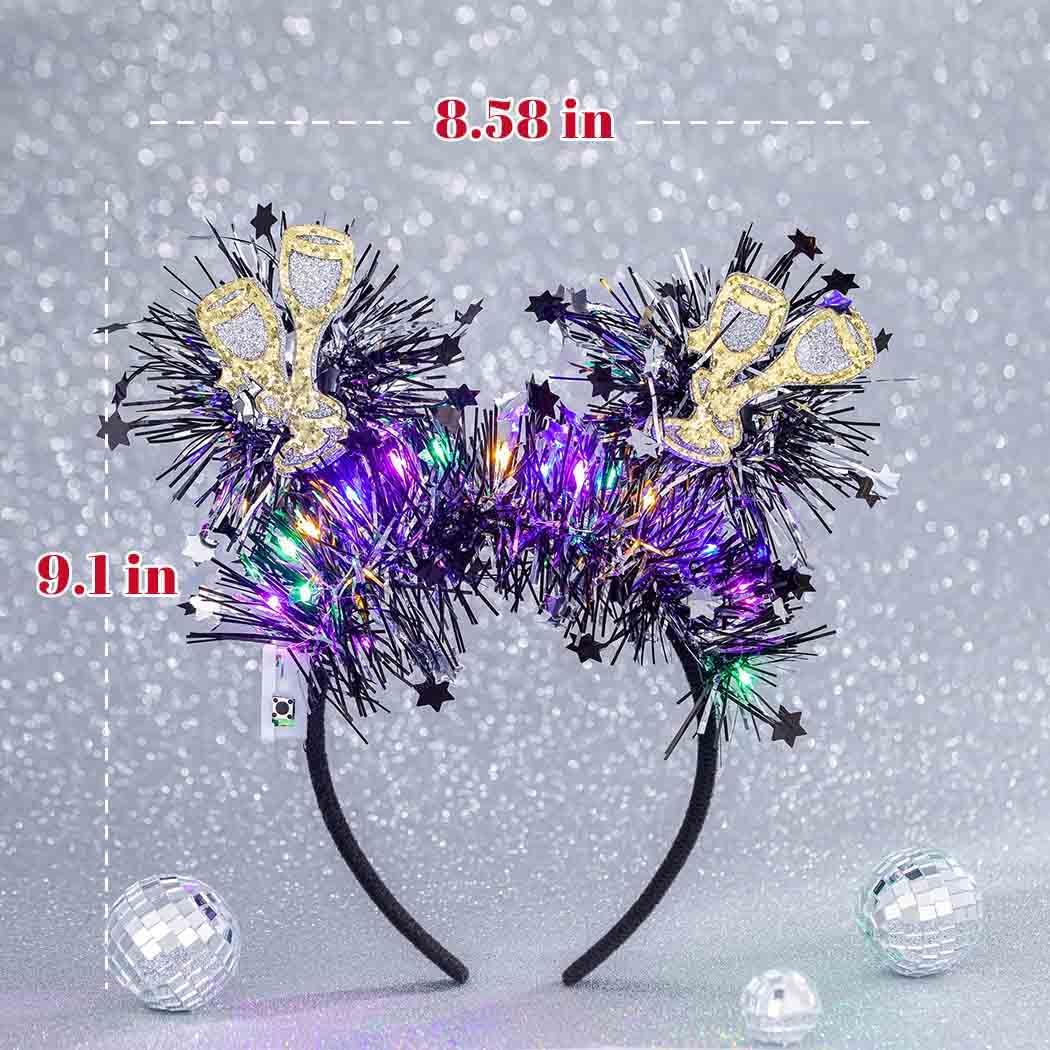 Gangel Light Up New Year Headband LED Christmas Hairband Sparkling Tinsel Headbands Festival Hair Accessories for Women - Image 7