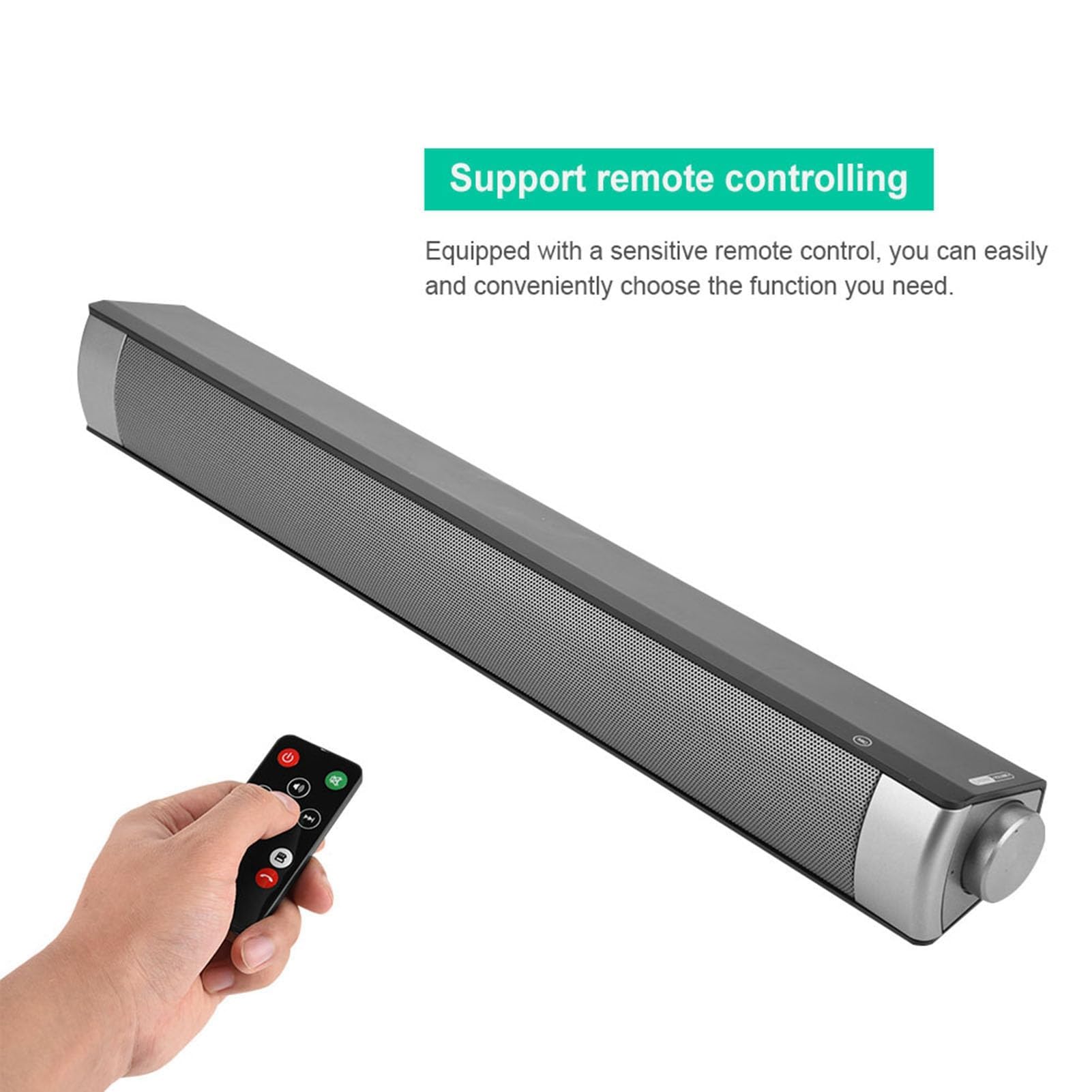 Dpofirs Soundbar, Soundbar TV z Bezprzewodowym Subwooferem Stereo, Bezprzewodowy Głośnik 10 W 2.0 4.0 do TV, Karty TF, Aux, USB, Bas, Regulowany Dźwięk Przestrzenny do Kina Domowego