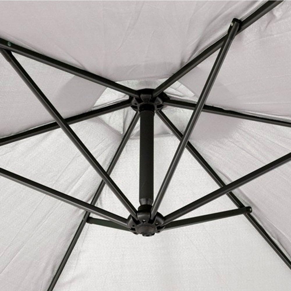 MONTY Parasol excéntrico de Ø300 cm, mástil Ø48mm de Acero Gris, con Antiviento y Manivela, Giratorio 360º, Elegante y Duradero, tratamiento Anti-corrosión, para Exterior