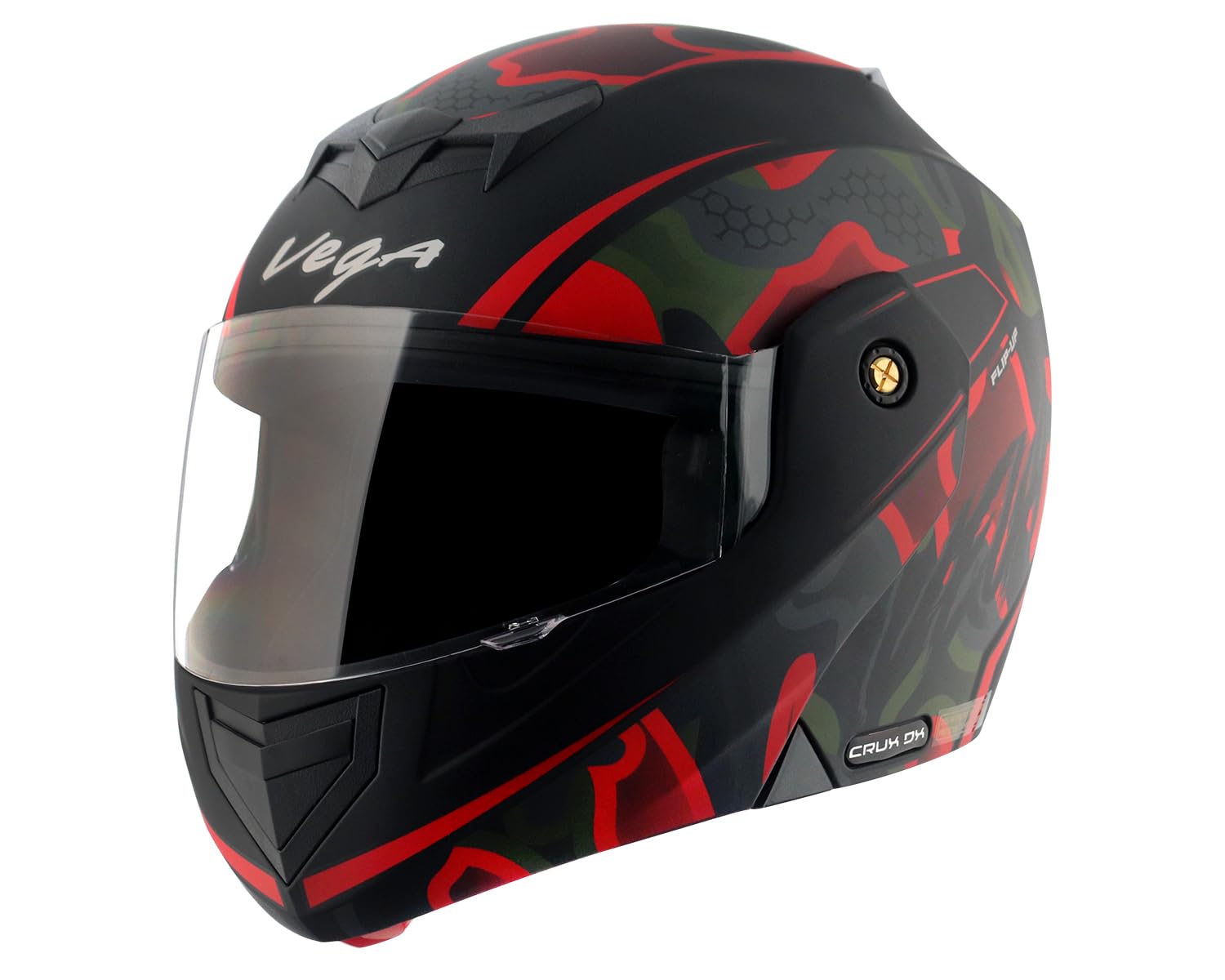 Vega Crux Dx Fighter Flip Up Helmet Dull Black Red Desertcart Cyprus