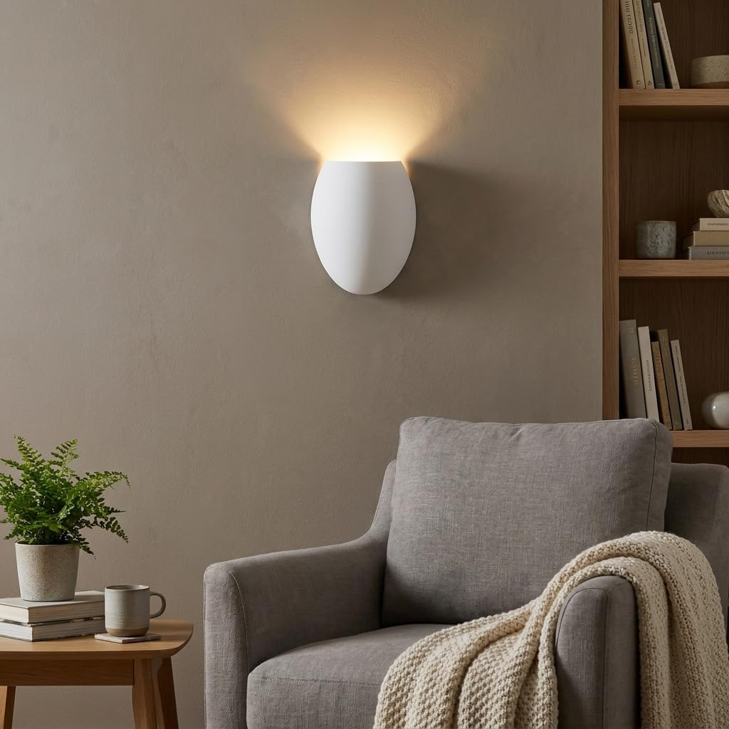 BARCELONA LED Biały Kinkiet Gipsowy G9 Mery 125x100x50mm Mały Nowoczesny Minimalistyczny Skandynawski Malowalny Lampa Ścienna do Salonu Sypialni Hotelu Korytarza Wewnętrzna