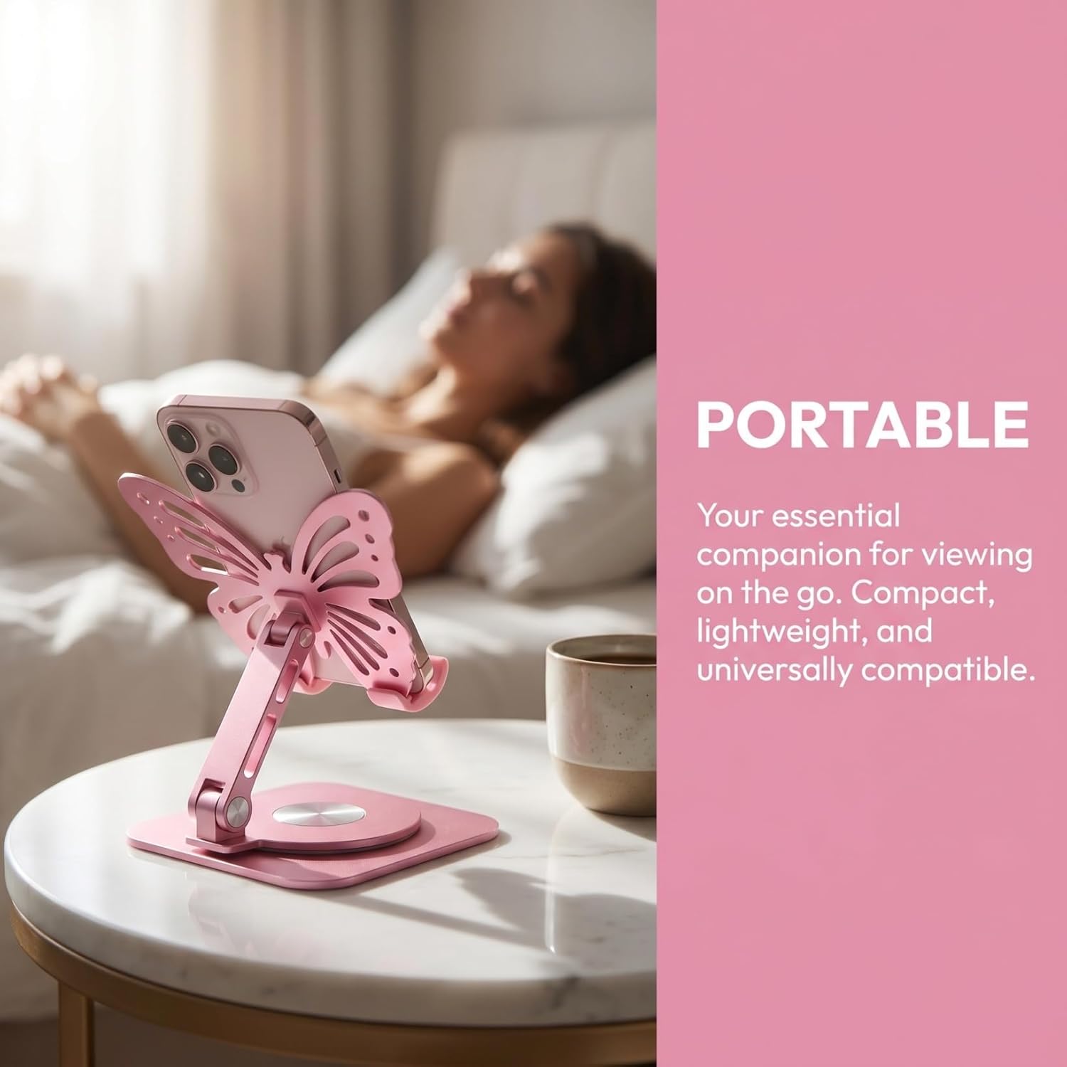 DOITOOL Foldable Phone Stand for Desk Adjustable Height Angle Portable Rotating Holder for Ergonomic Viewing Compact Lightweight Design Compatible with All Cell Phones