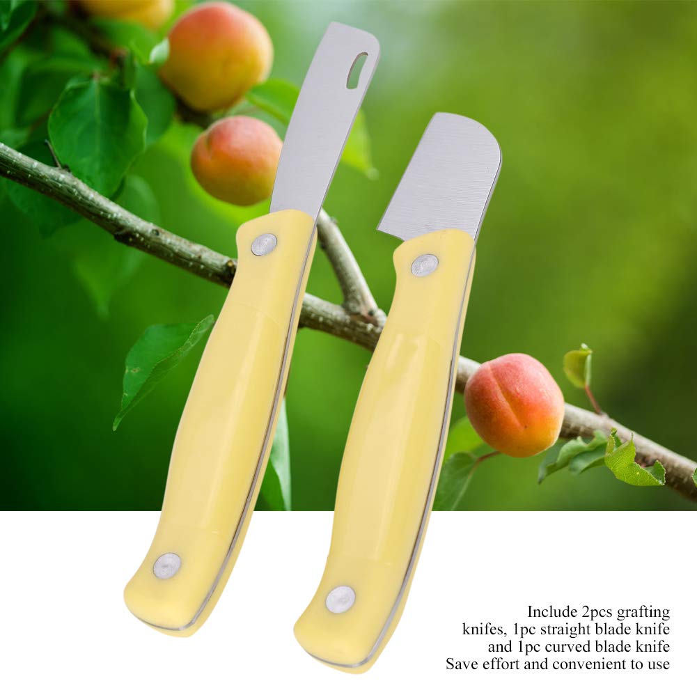 Ensemble de couteaux de greffage en acier au carbone, couteau de taille, greffage de semis, lame droite et incurvée pour arbres fruitiers, outils pour plantes, 2 paquets
