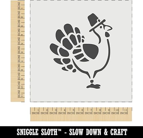 Miniatura 7 de Plantilla reutilizable de dibujos animados de Acción de Gracias de pavo con sombrero de peregrino, galletas de pared, manualidades, 5.5 pulgadas