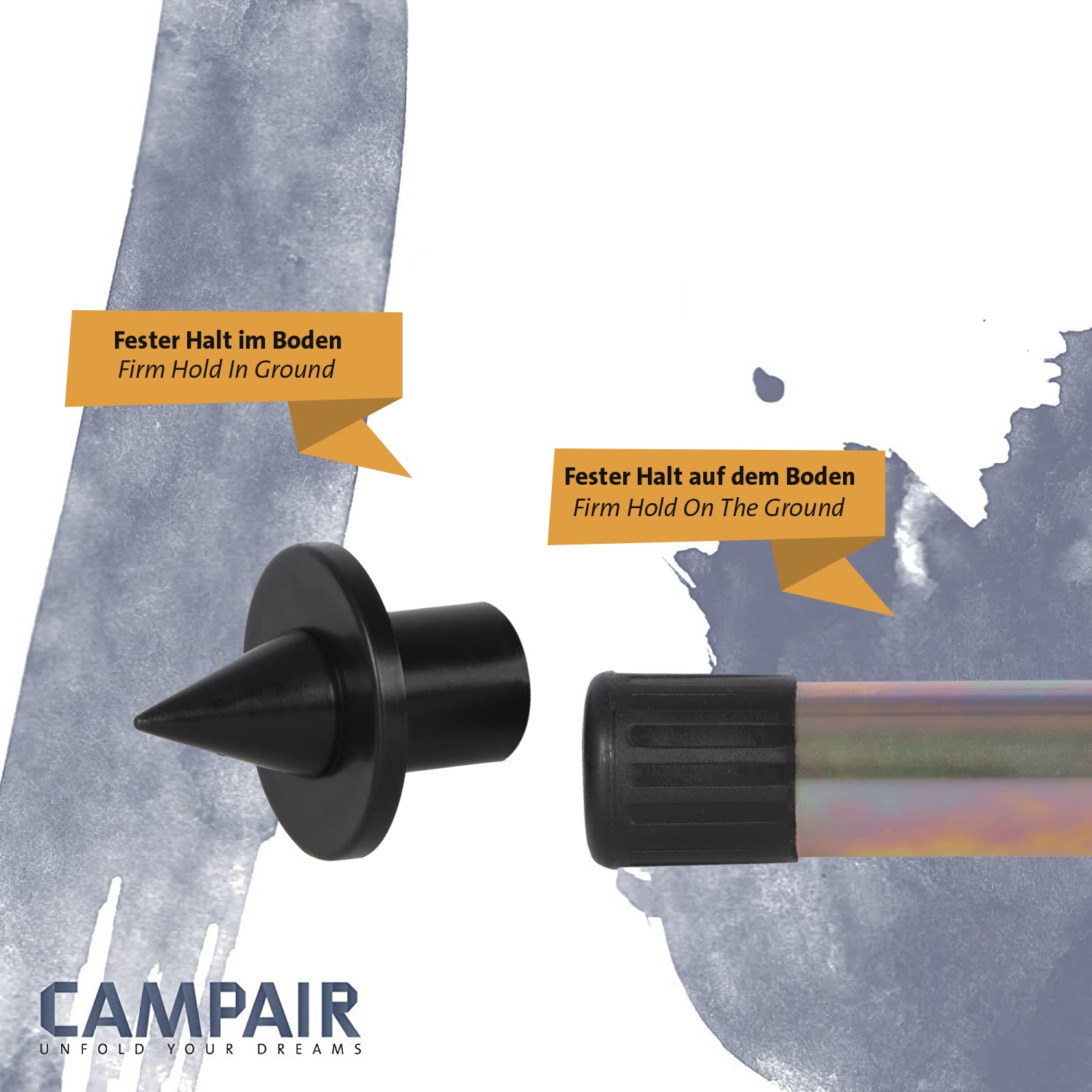 CampAir 2er Set Aufstellstange für Tarps, Vorzelte, Sonnensegel, Zelte Teleskopzeltstange, Gold