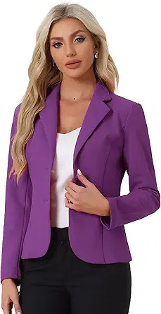 Allegra K Women's Work Office Blazer Stretch Lapel Collar Long Sleeve Jacket Suit Blazer