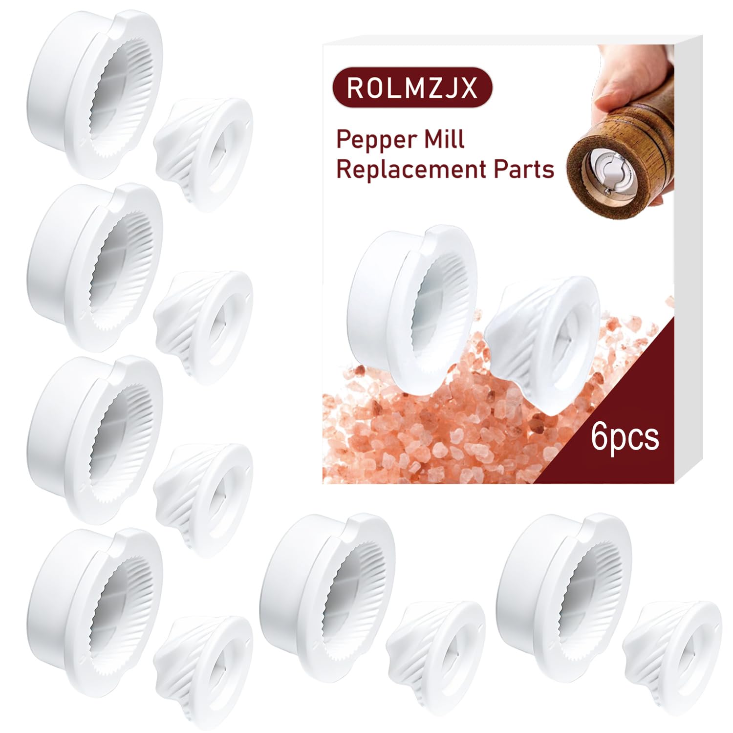 Pfeffermühlen-Ersatzteile, Salz- und Pfeffermühle, Keramikmahlwerk, Kern-Pfeffermühle, Zubehör für selbstgemachte Salz-, Pfeffer- oder Gewürzmühlen, 6 Stück
