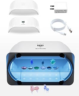 UVレジン ライト 48W 48個のLED両面ランプ 360°サラウンド光源 長時間設定 (60/180/300/600秒) レジン硬化用大型 UV ランプ DIY クラフト装飾 ジュエリー作り 分割使用可能 デジタル表示タイマー(バイザーが付属しています)