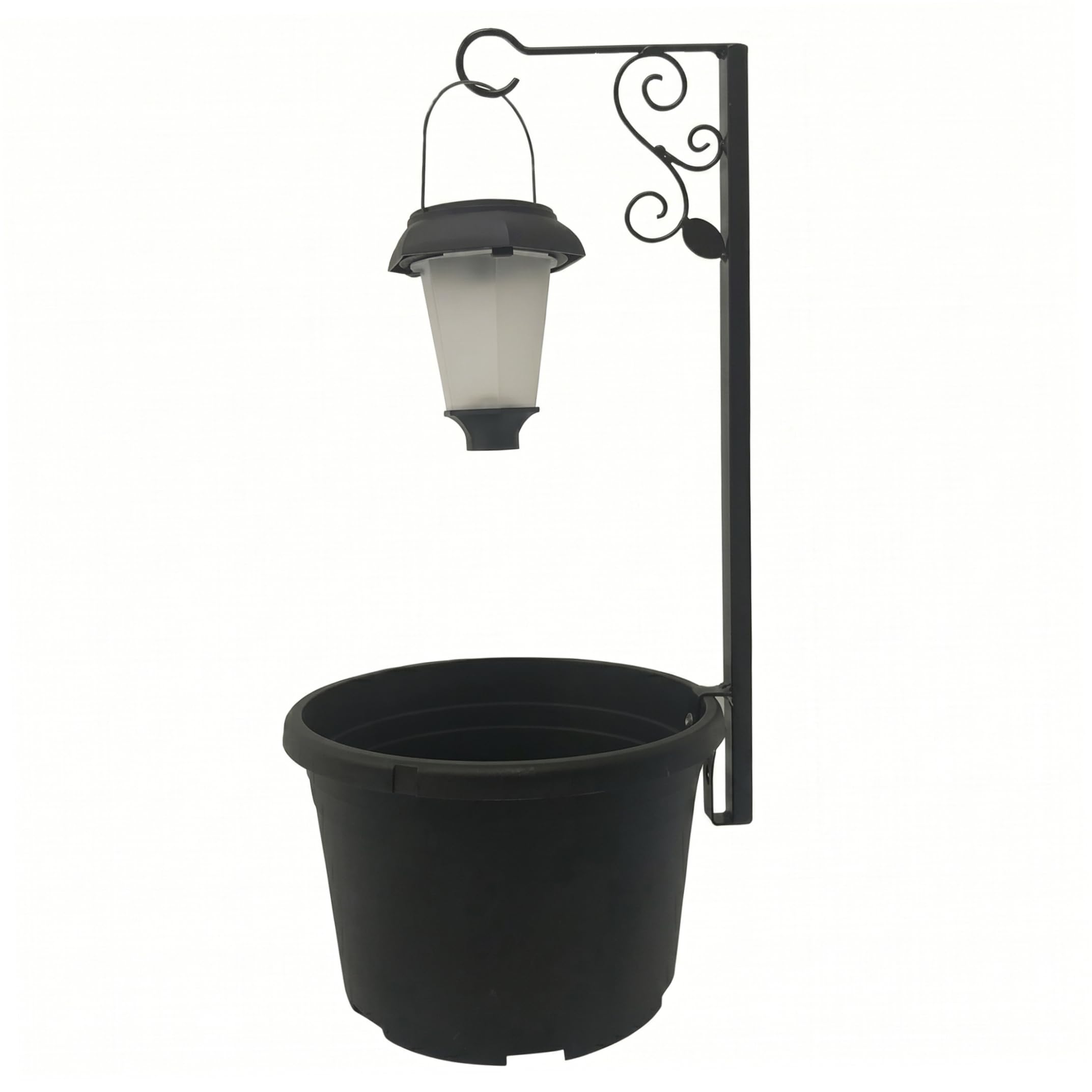 Ginwrek Solar Light Planter, Waterproof Solar Lamp Post with Planter, Auto Light Control for Patio Yard Outdoor Decor (Black)