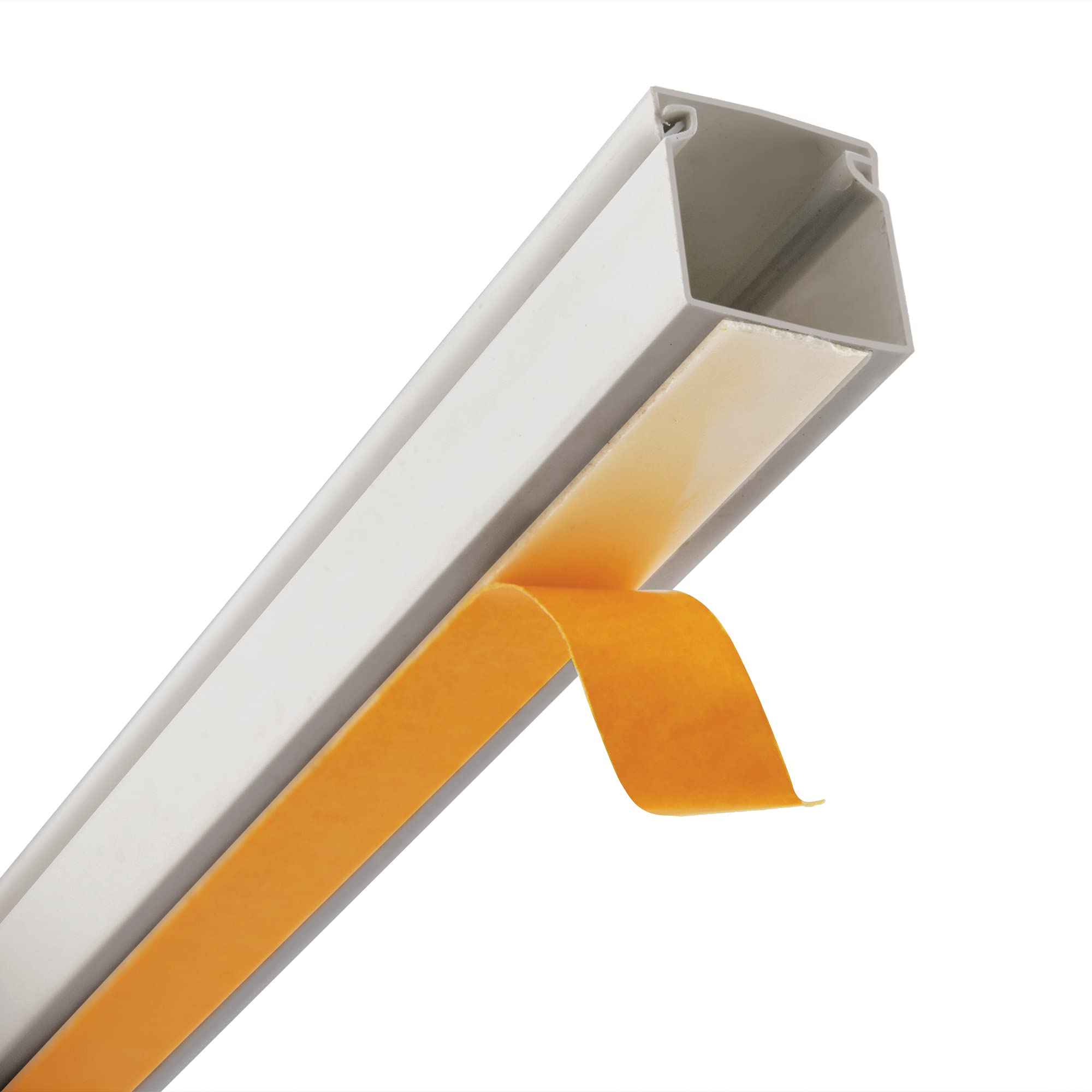 LION Electric Canaleta para cables, cinta adhesiva blanca 25 x 25 mm, 12 x 1 m, compartimento para ocultar, listón de cables con cinta adhesiva de espuma para escritorio, pared