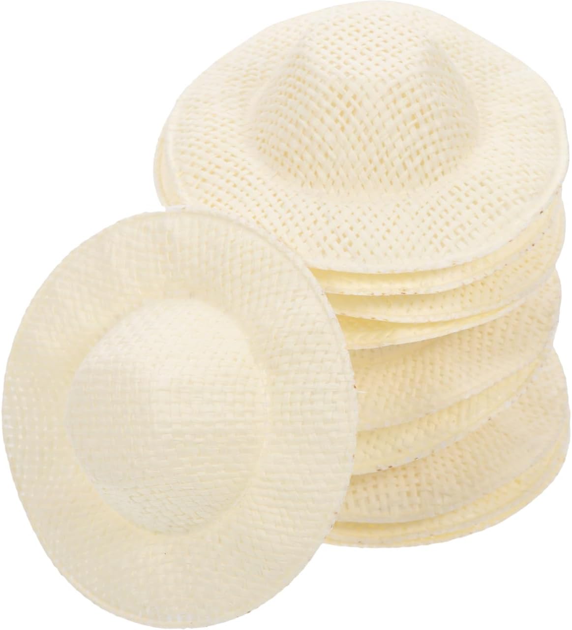 TEHAUX Mini Straw Hats for Doll Making 10 Pcs Tiny Woven Doll Hats DIY Accessories for Crafts Home Decoration School Projects Party Supplies
