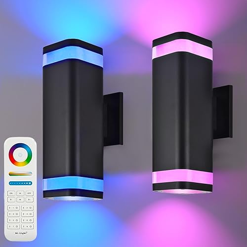 wowlite RGBCW - Paquete de 2 luces inteligentes de arriba y abajo para exteriores, accesorios de iluminación exterior con control de aplicación