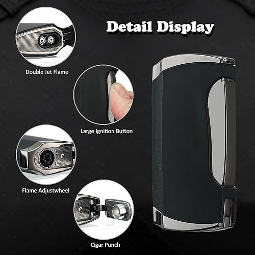 Miniatura 10 de Encendedor de antorcha de doble chorro (2 unidades, marrón)