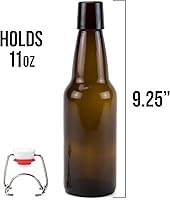 Vista 2 de Cocktailor Botellas de cerveza Grolsch de vidrio (paquete de 12, 11 oz./11.2 fl oz), sellado hermético con tapa abatible/tapones abatibles
