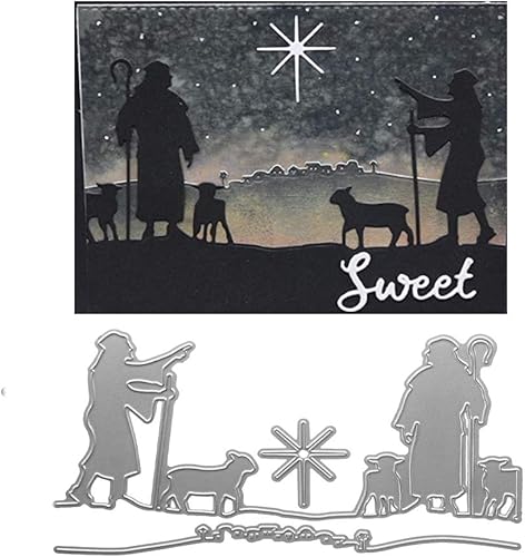 Miniatura 1 de Troqueles de corte de pastores de metal, troqueles para el día del padre, animales, Navidad, hombre y mujer, plantillas en relieve, molde de