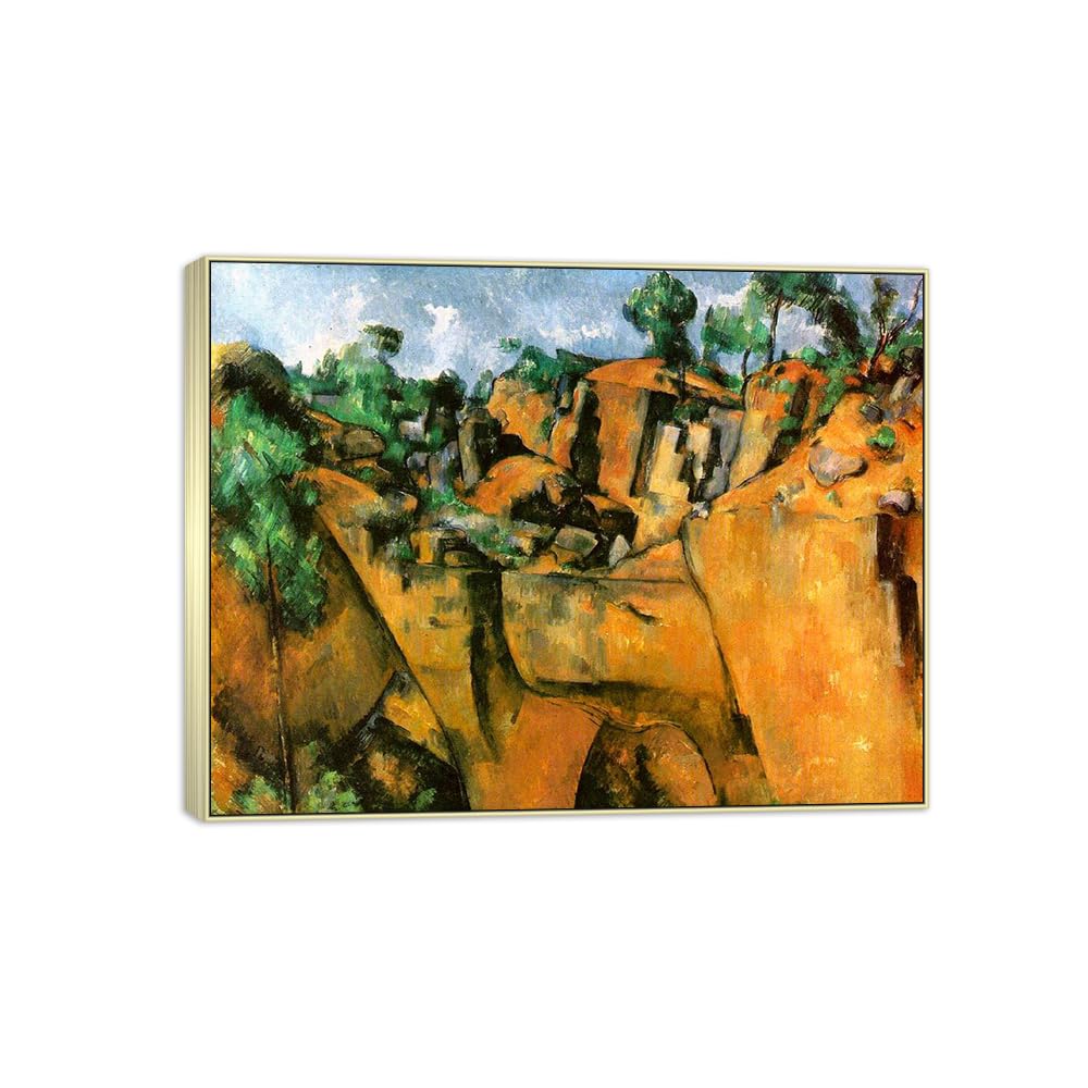 SDYSKKUG Canvas Wall Art Picture Decor Quarry by Paul Cezanne 105x80cm Silver Frame