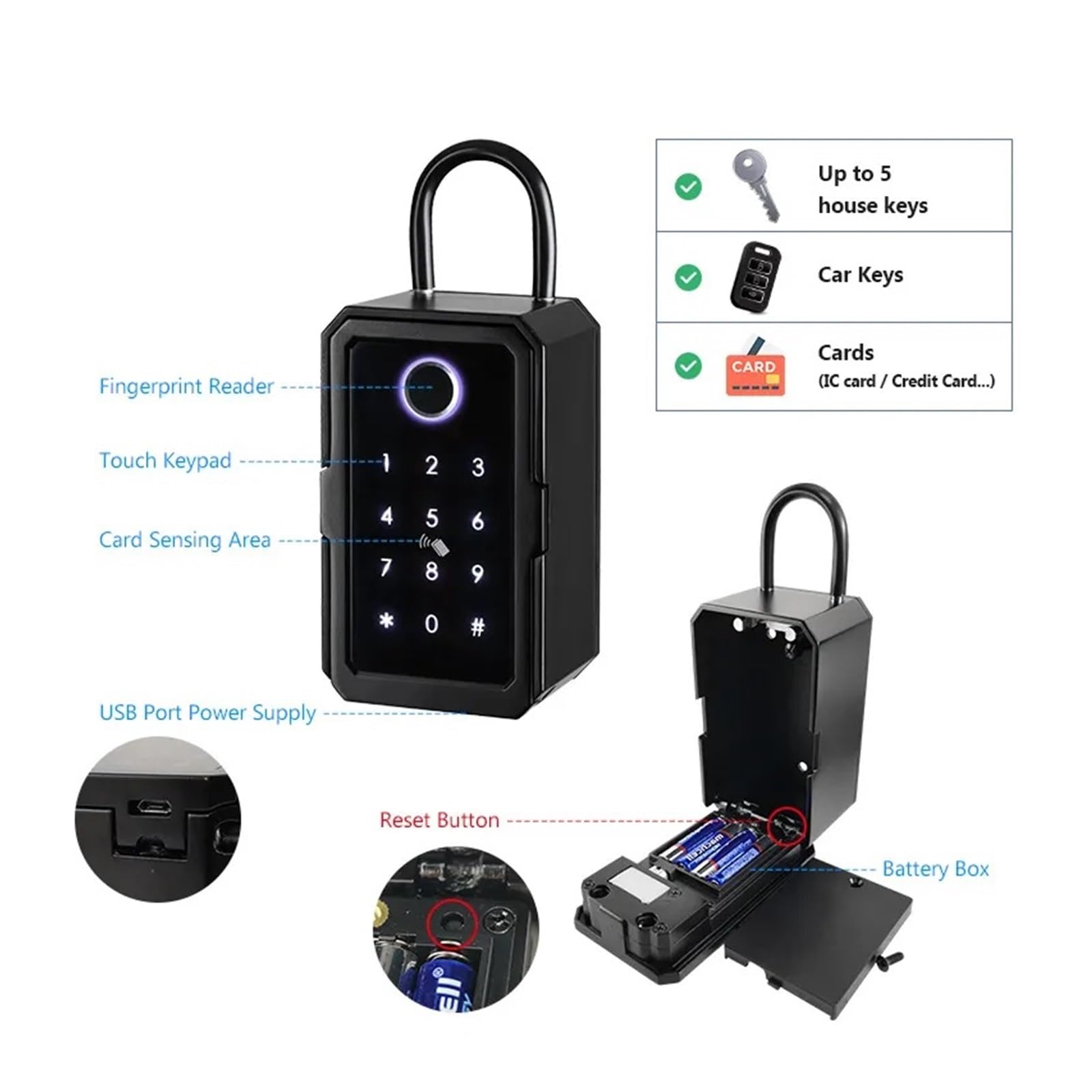 Cassette di Sicurezza WiFi Password Smart Fingerprint Digitale Cerradura Inteligente Tuya Cassette di Sicurezza elettroniche Portatili(TTlock)