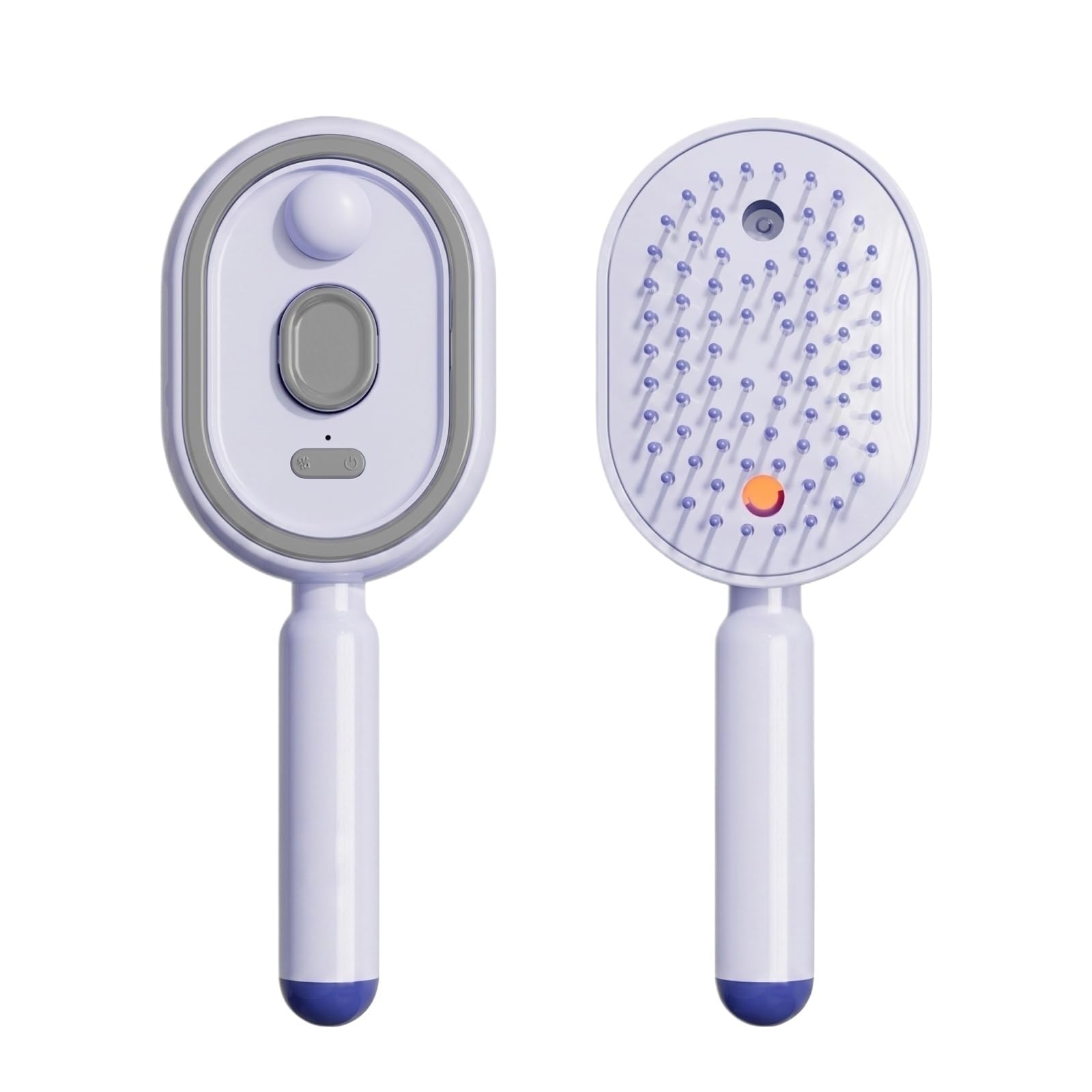 Cepillo de vapor eléctrico para cabello, alisador antiencrespamiento con pulverizador, masajeador capilar, kit completo 3 estilos，morado