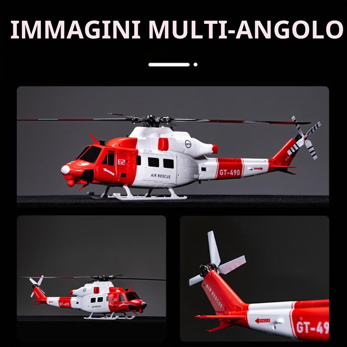 UH-1Y RC Elicottero per adulti, 2.4GHz 6CH Dual Brushless Direct Drive Helicopter Model, con posizionamento Lidar, adulto per principianti (RTF/Rescue Livery)