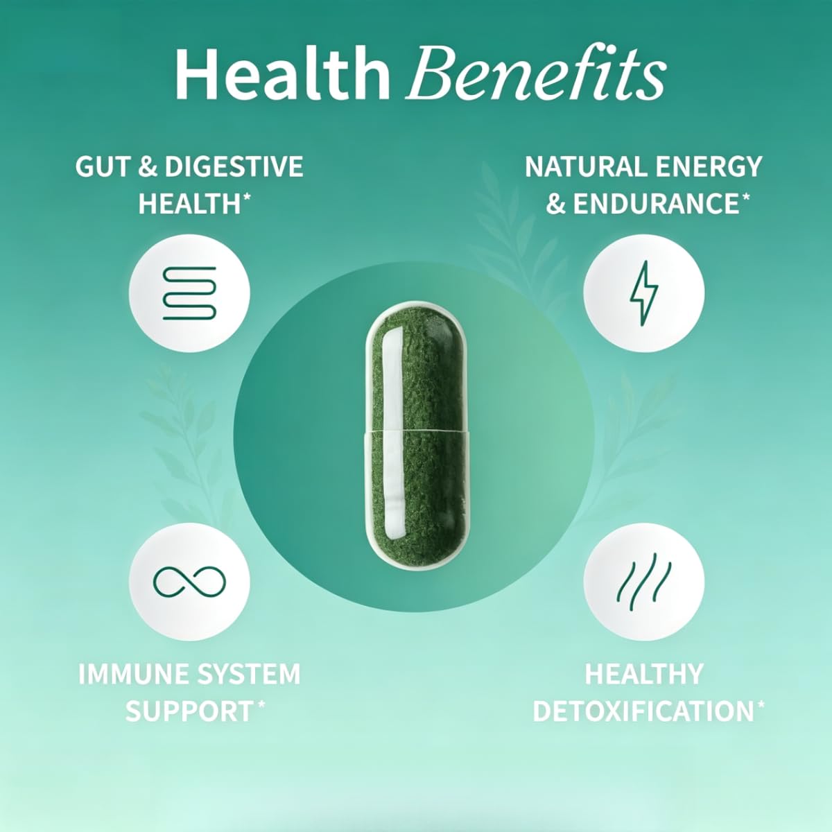 Spirulina e clorella —— Allevia la fatica | Stabilizzare l'energia fisica; riparare il tratto intestinale; migliorare l'indigestione.