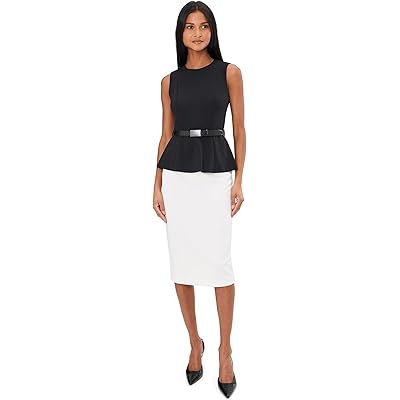 Платье Calvin Klein Sleevless Colorblock Belted Midi