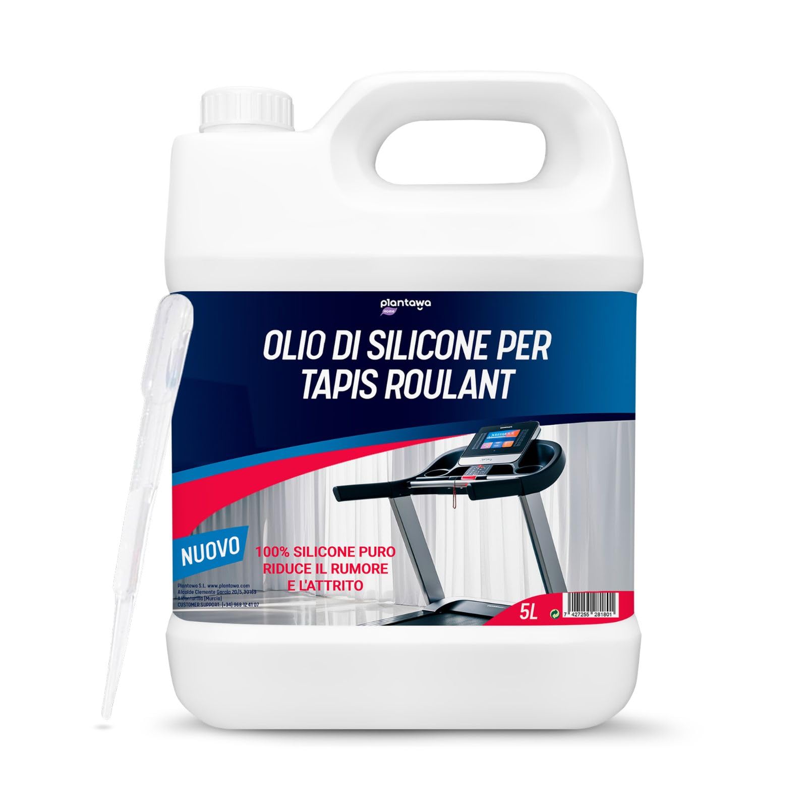 Olio Per Tapis Roulant Plantawa 250 Ml - Lubrificante Silicone Puro, Antirumore, Per Manutenzione
