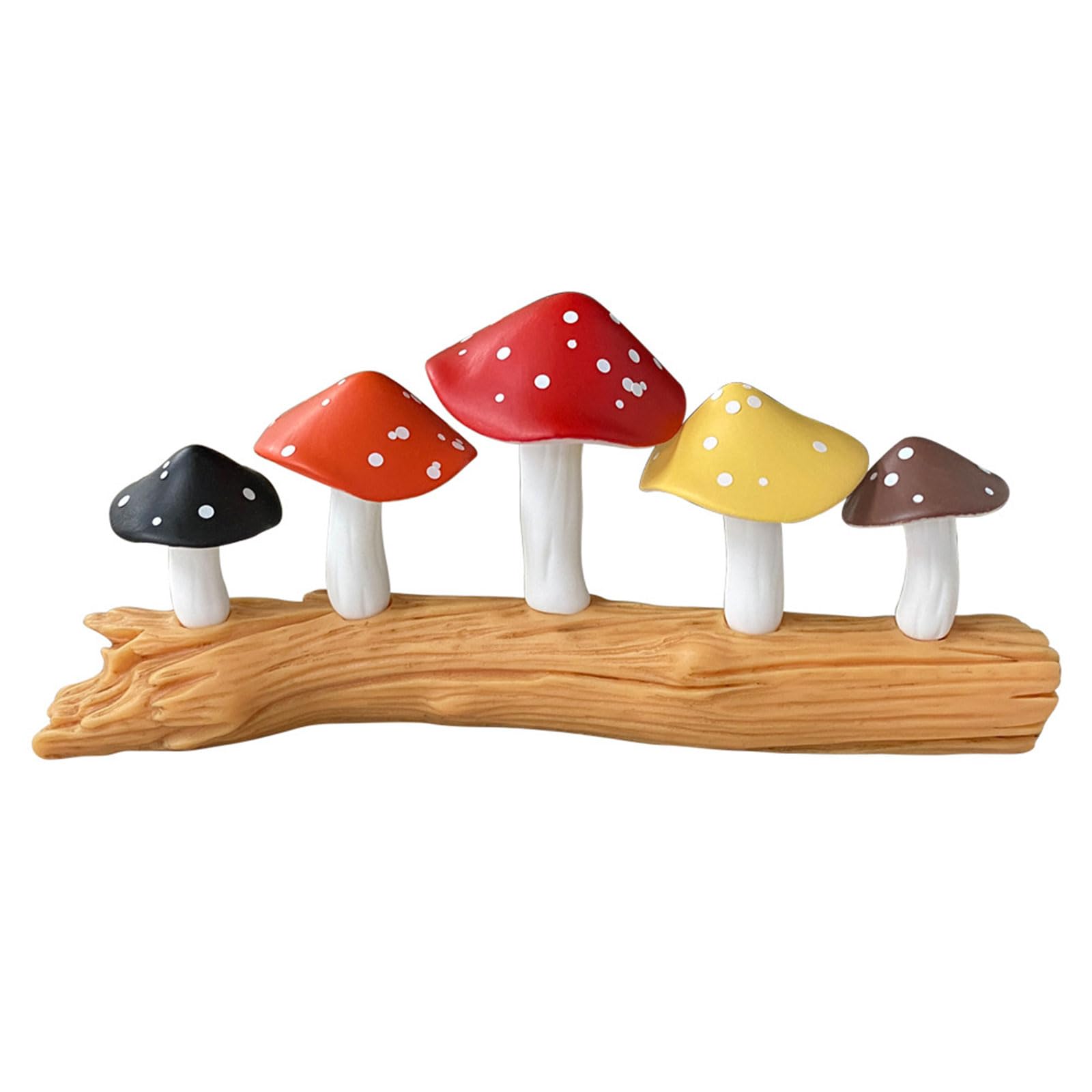 Bnojjellol D Colorful Resins Mushrooms On Tree Stump Figure Ornament For Home Esktop Ecoration Or Car Interiror Accessories Colorful Mushroom Figurine