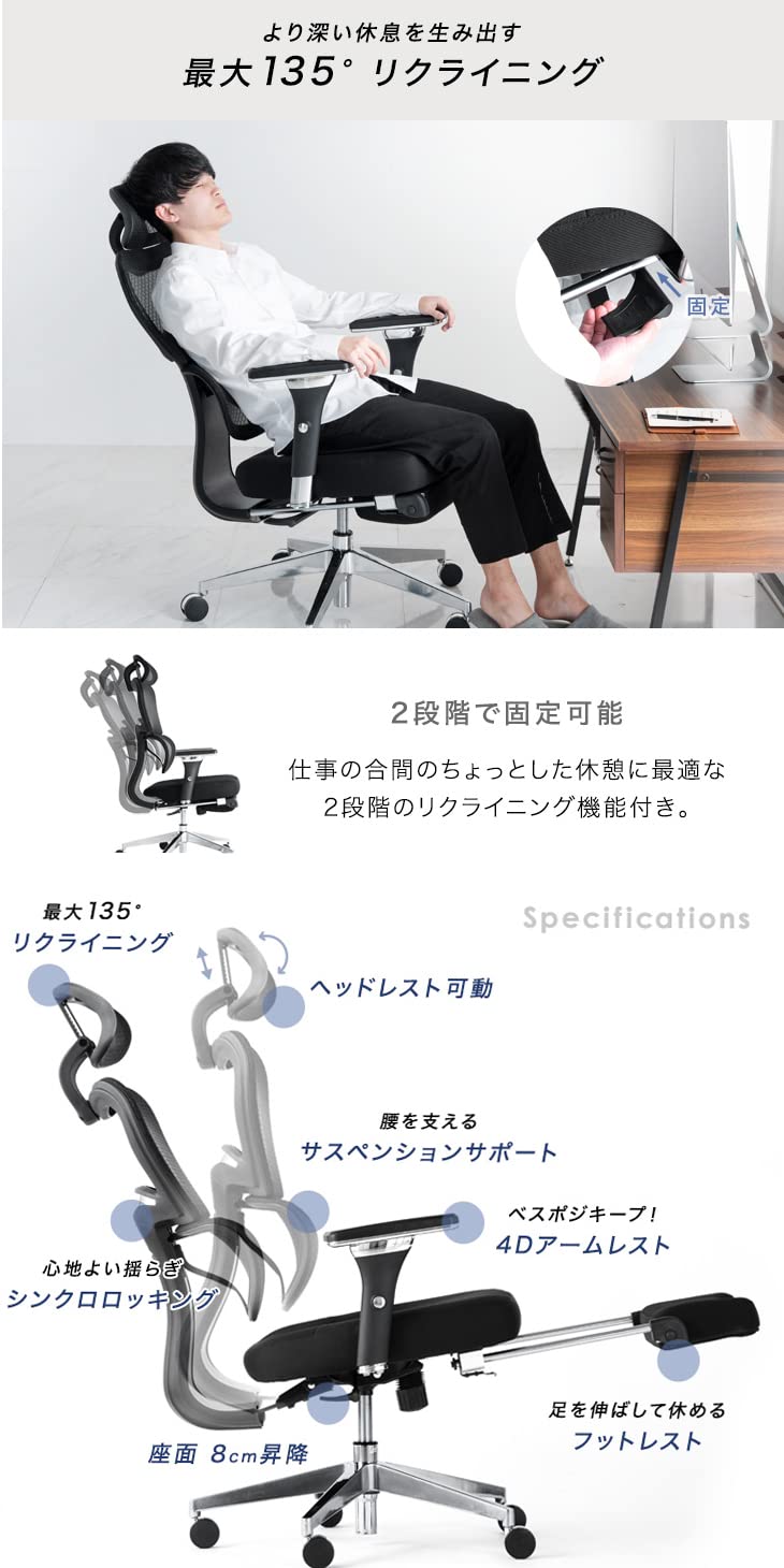 Amazon.co.jp: タンスのゲン オフィスチェア 高機能 チェア