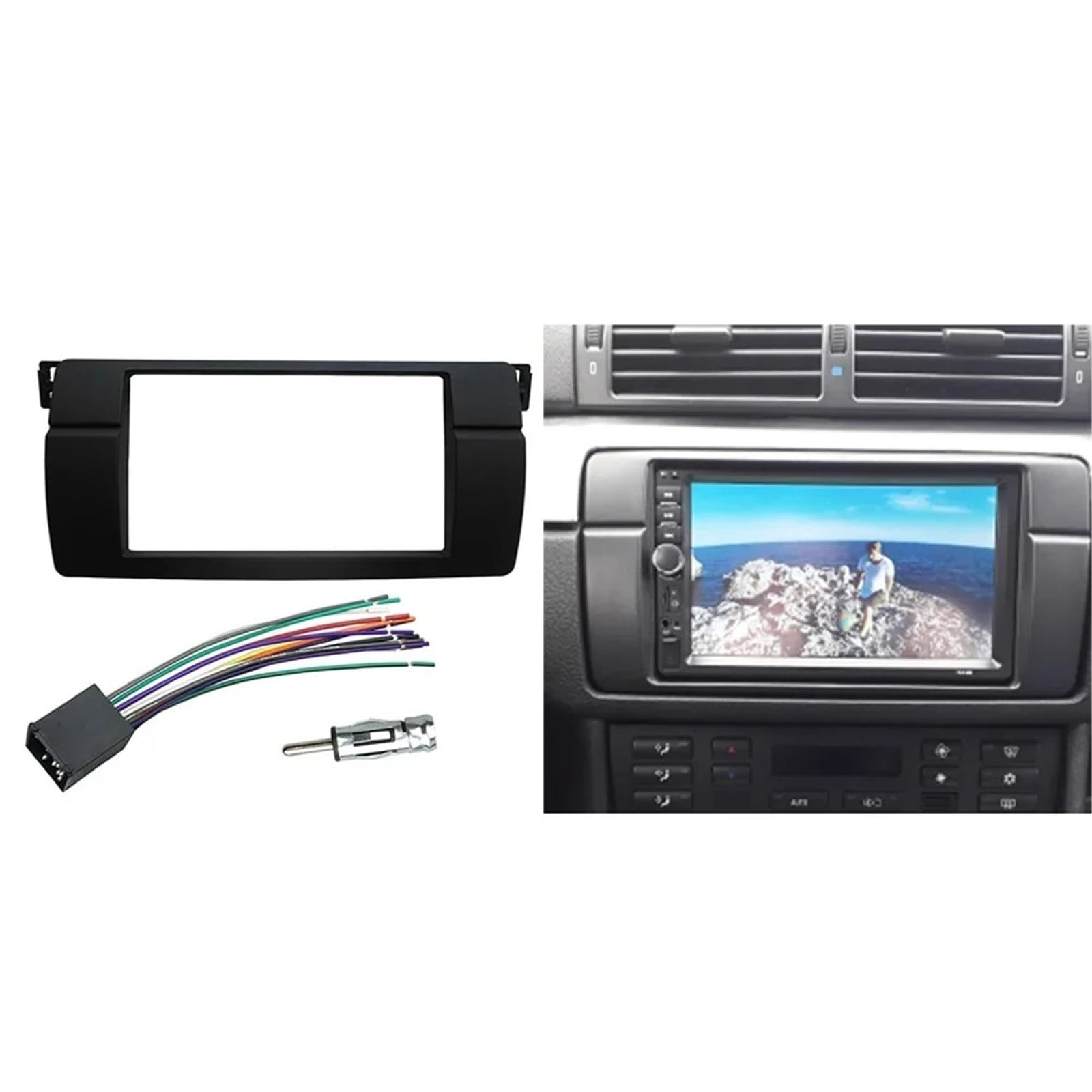 Kit Installazione Fascia Autoradio Per BMW Serie 3 E46 1998-2005 Doppio 2 Din Fascia Radio DVD Stereo Pannello Dash Mount Trim Kit Telaio Cablaggio + Adattatore Antenna