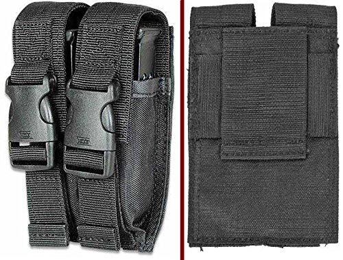 Ultimate Arms Gear Tactical Stealth Black Hi Point Hi-Point Double Dual 9mm .40 S&W .45 ACP Hi-Cap Pistol Handgun Caliber Magazine Mag Nylon Cell Carrier Pouch with Secure Buckle Adjustable Velcro Straps