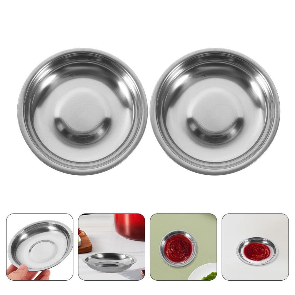 STOBAZA Stainless Plate Dipping Sauce Dish Mini Sauce Dish Sturdy Appetizer Plate