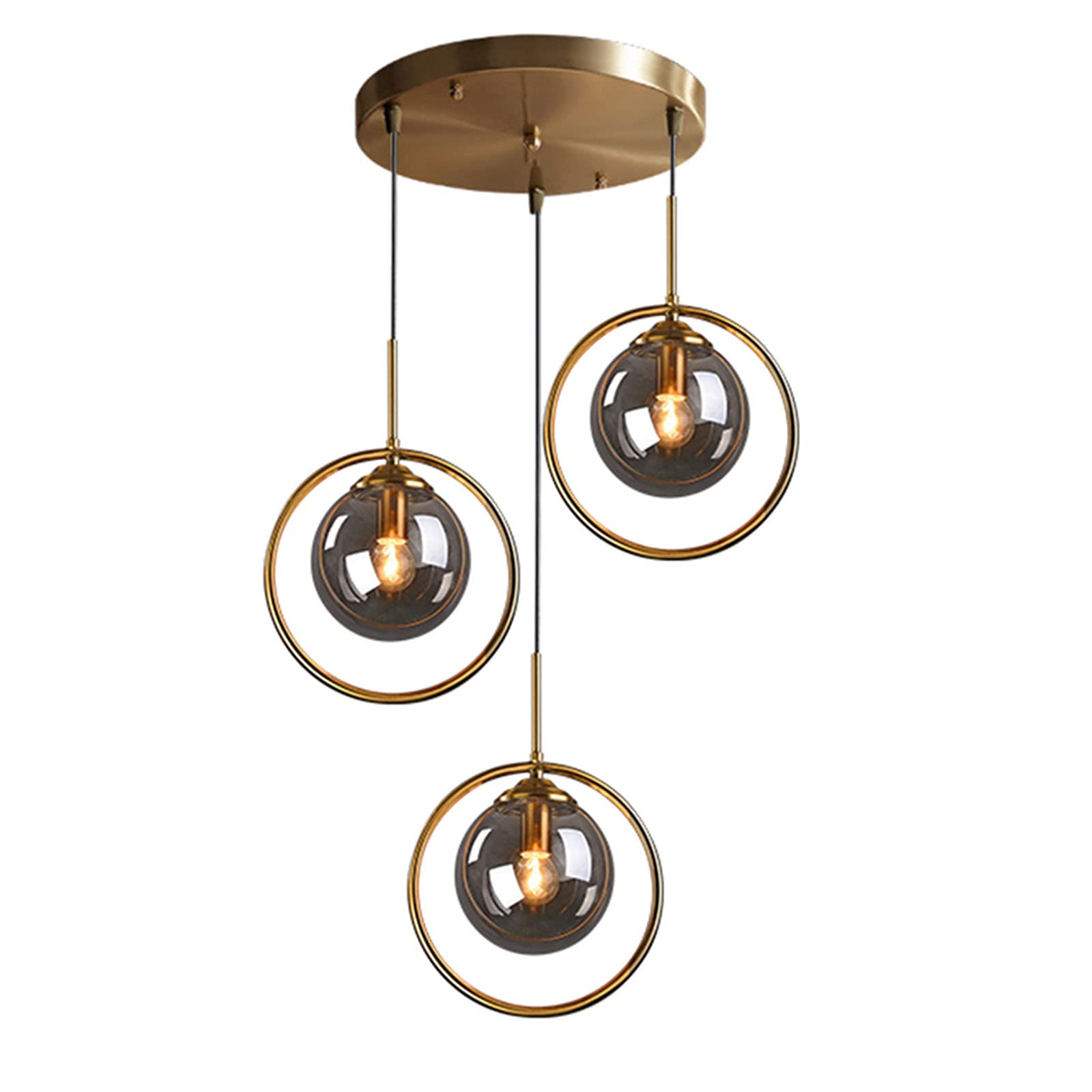 Online Generation 3 Lights Ring Black Smoke Glass Hanging Pendant Light Brass Metal Ring Retro Ceiling Hanging Lamp For Home Decoration Living Room Cafe Restaurant Dining Room Chandelier with LED Bulb (B0CNY5SB52) Amazon Price History, Amazon Price Tracker