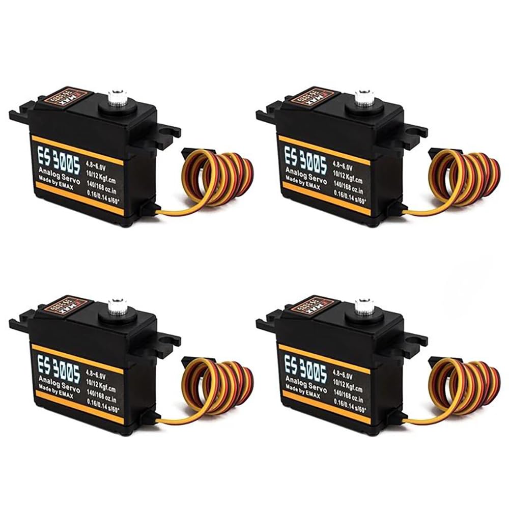 SPARKHOBBY EMAX ES3005 Metal Analógico Servo 42g Impermeable con Engranajes para RC Coche Helicóptero Barco Avión Piezas Accesorio DIY (ES3005 4 Piezas)