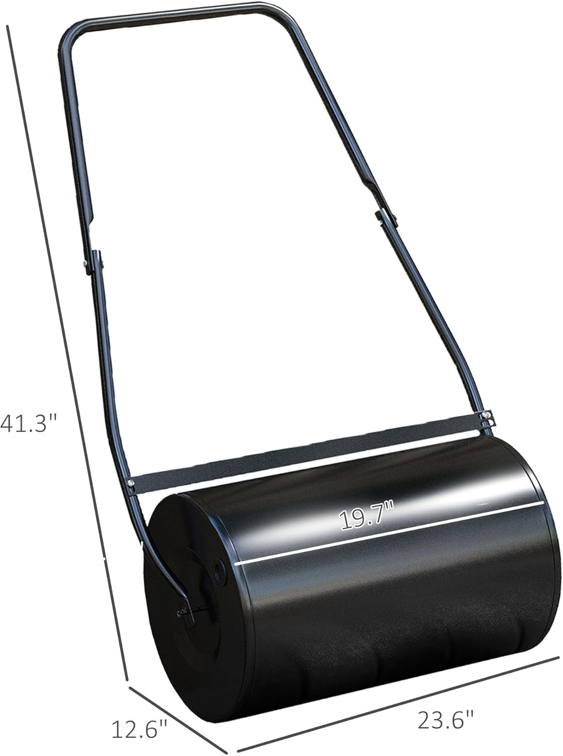 38 Liter Capacity Heavy-Duty Push/Tow High-Density Polyethylene Lawn Roller U-Style Handle Water or Sand Filled, Professional Grade