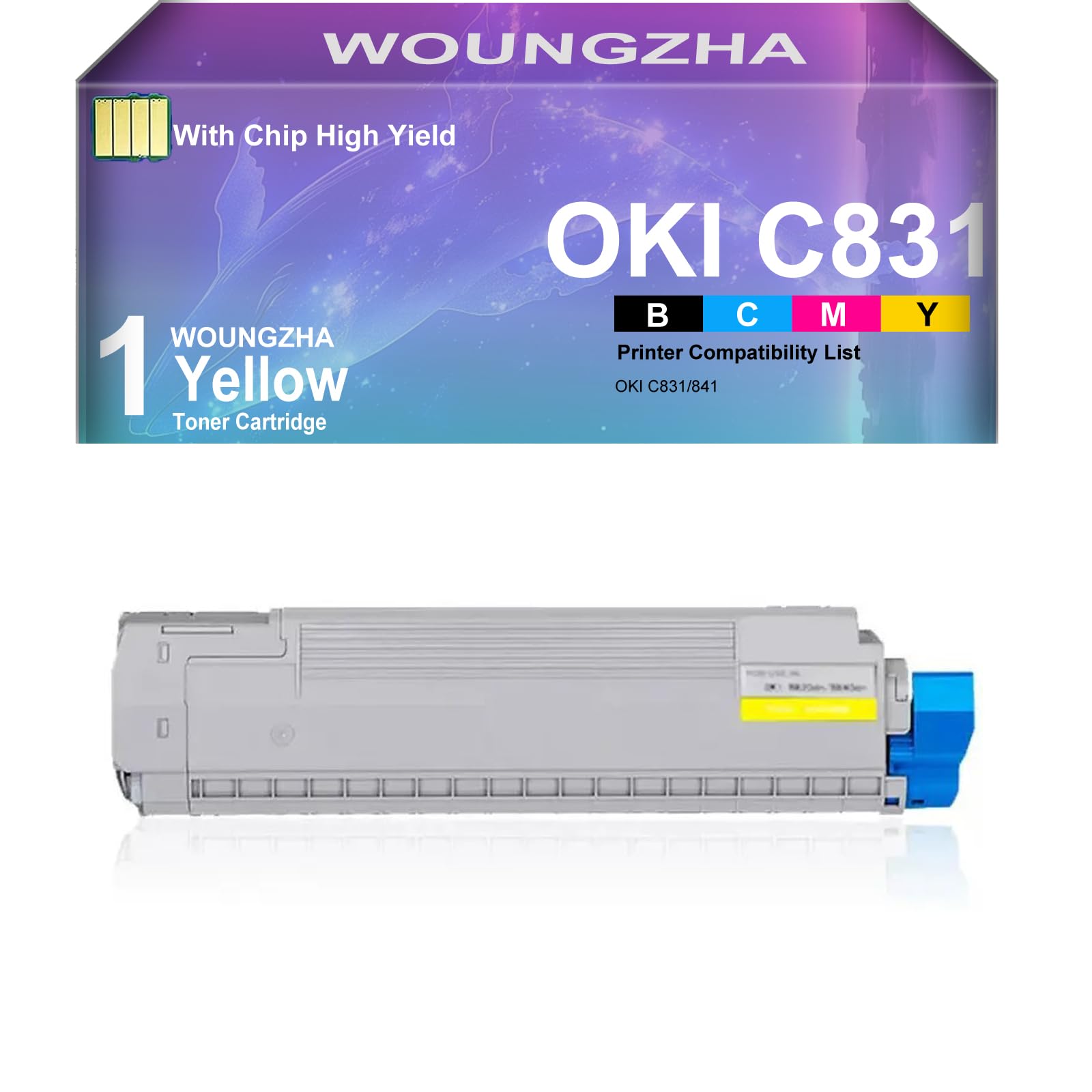 WoungzhaCompatible Toner Cartridge C811dn C831 C831dn C831cdtn C841dn C841cdtn Replacement for Oki C811dn C831 C831dn C831cdtn (1 Yellow)