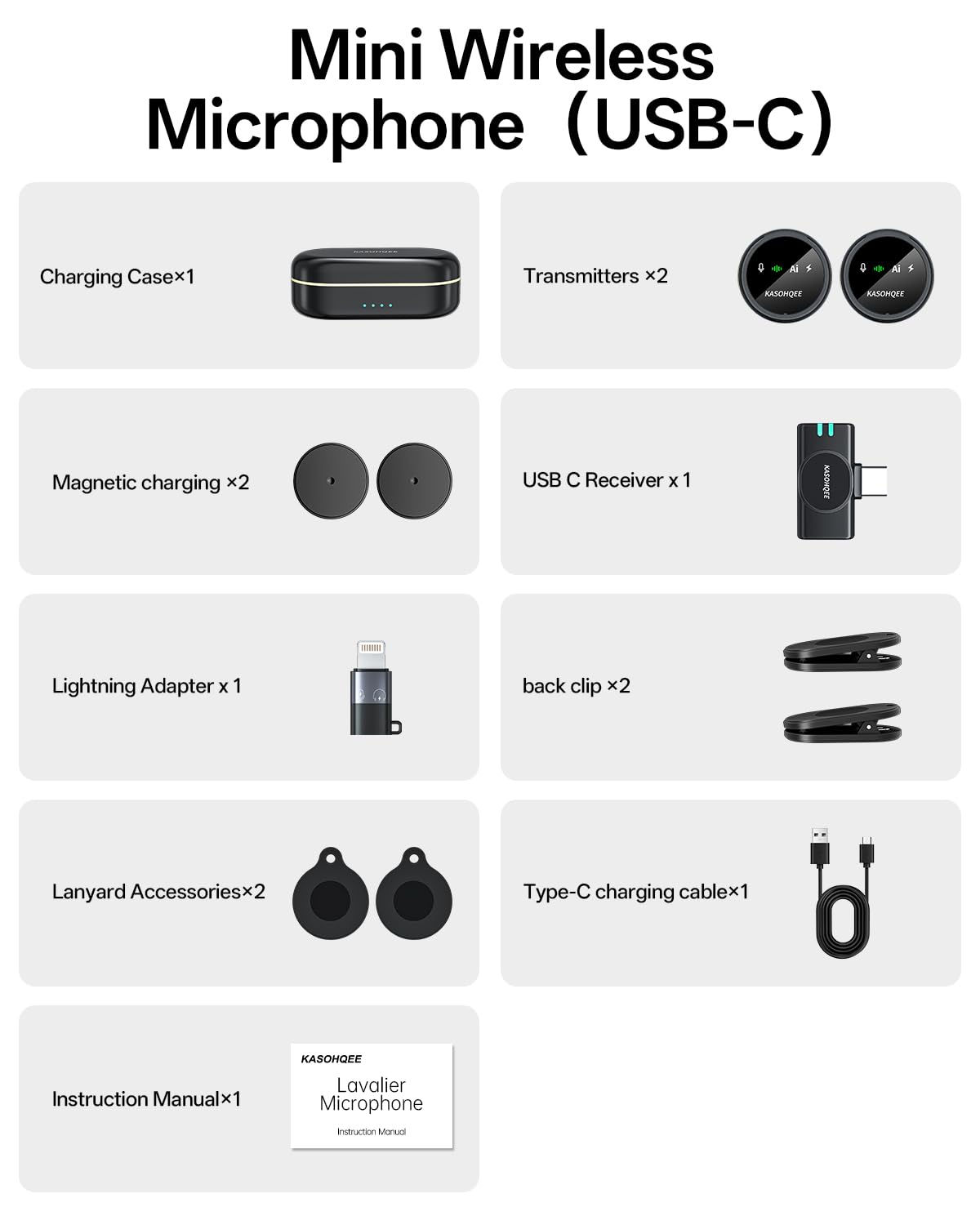 Microfono lavalier wireless per iPhone 16/15/14/13, iPad e Android, mini microfono magnetico a clip con custodia di ricarica, 30 ore di riproduzione, microfono lavalier plug-play per Vlog