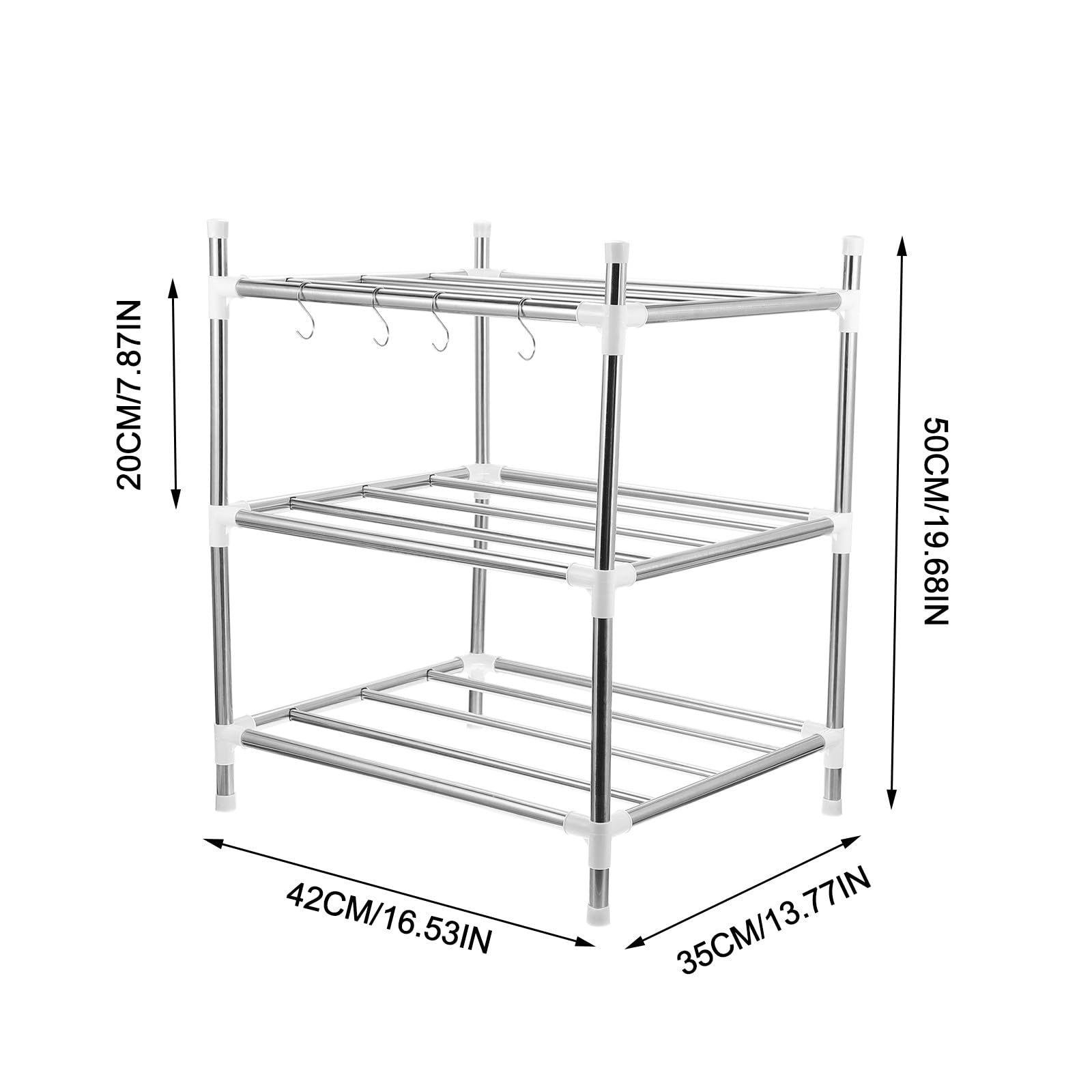 Abaodam Scaffale di Stoccaggio a Tre Strati in Metallo Robusto, Mensola Portaoggetti Multifunzionale per Cucina, Adatto per Organizzare Pentole e Padelle