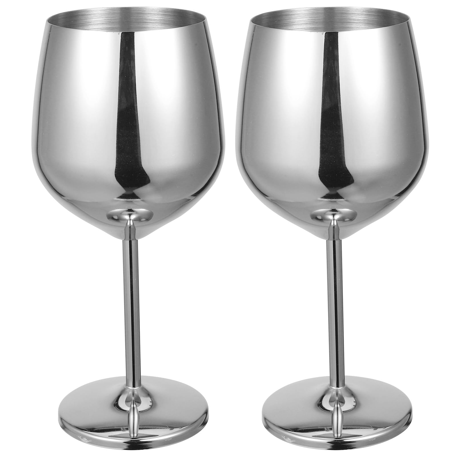 Set di 2 Bicchieri da Vino in Acciaio Inossidabile 500ml Leggeri Gambo lungo Design Elegante per Hotel e Relax a Bordo Piscina